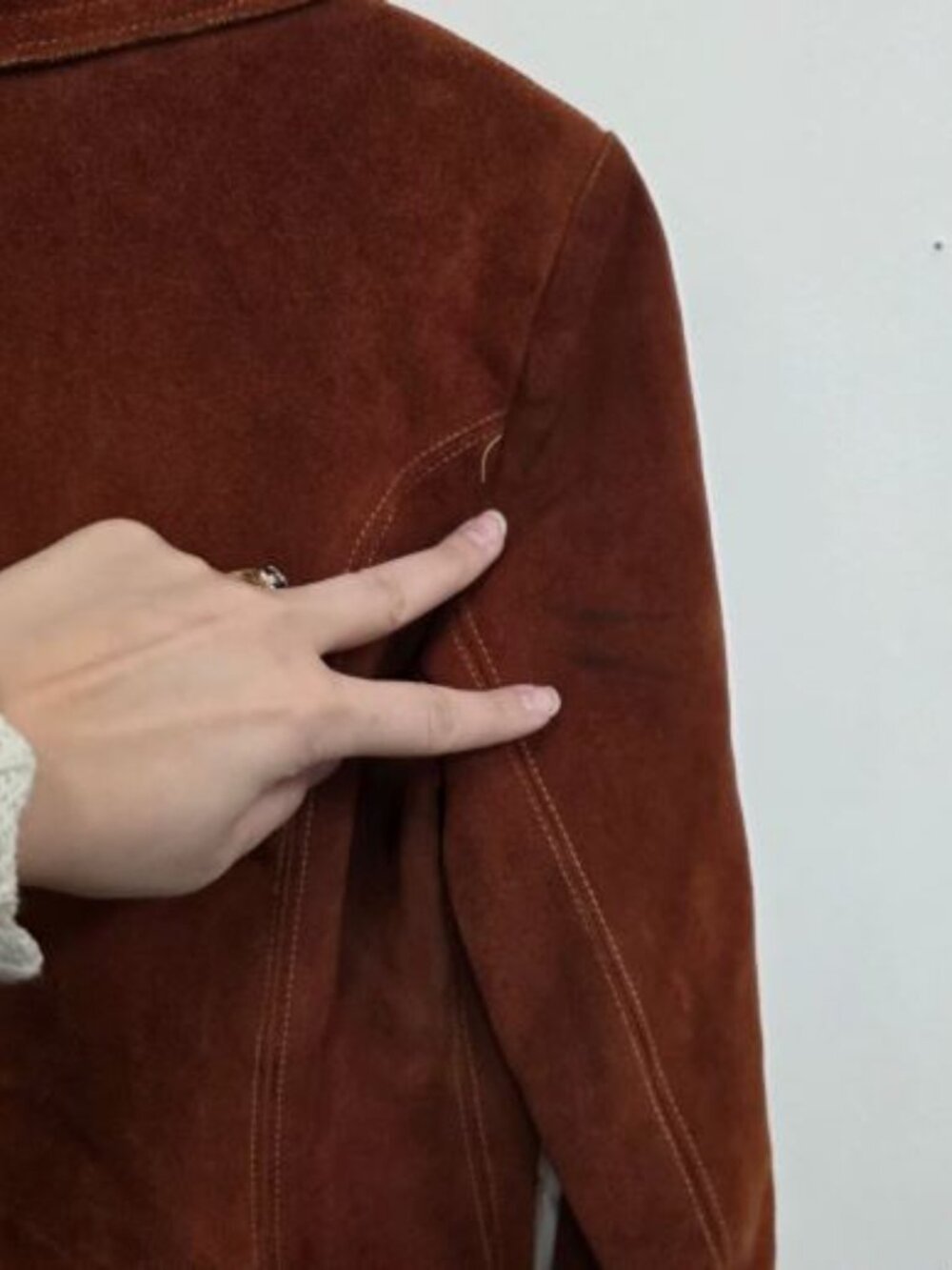 Vintage Leather Suede Jacket Margaret Godfrey Bagatelle XS Rust 70s Union Boho - Picture 5 of 8